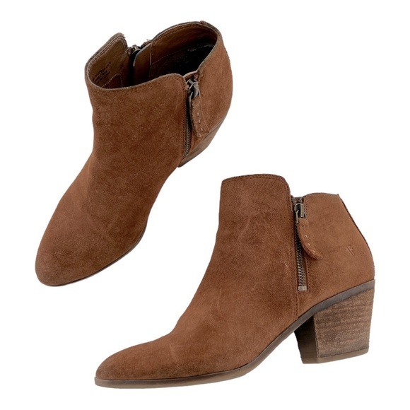 Frye Women's Judy Zip Bootie Ankle Boots Size 6 M 347-0015-COGNAC Suede - Picture 4 of 16